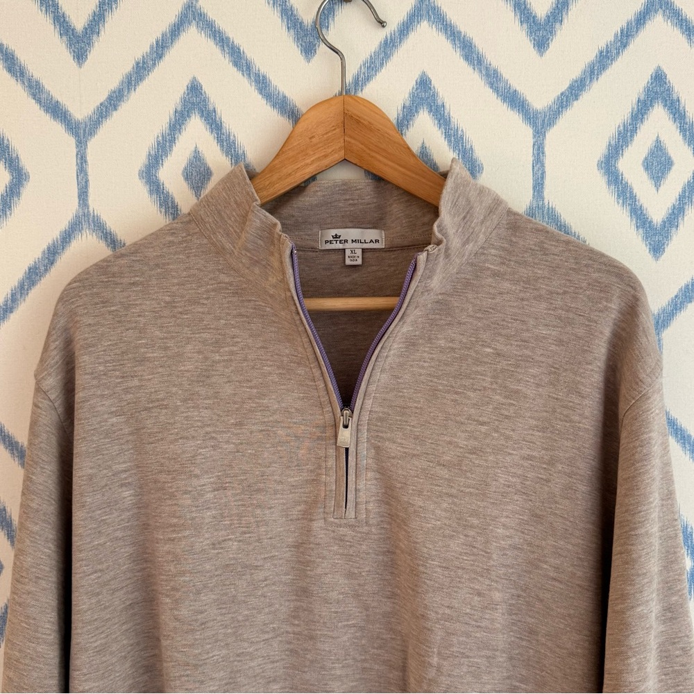 Peter Millar Men's Gray Zip-Up Sweater